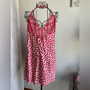 Victoria's Secret Red and White Patterned Chemise